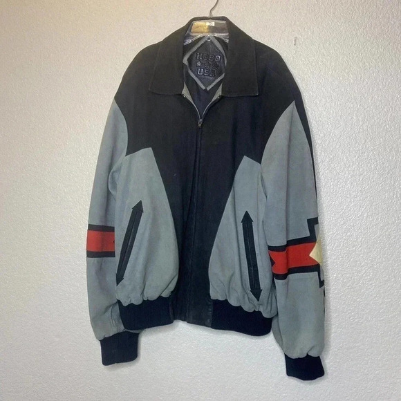 HOBO Michael Hoban North Beach Men’s Sz 46 Aztec Leather Jacket Made in USA - Picture 1 of 12